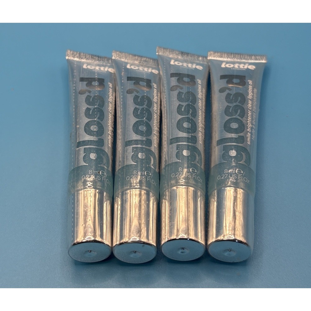 4x Lottie London Gloss'd, Clear 100% Vegan Lip Gloss-Oil Tint, Made Ya Smile